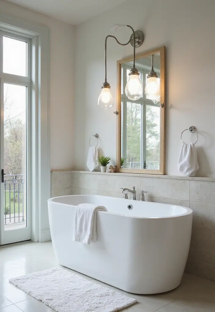 25 Bathroom Lighting Ideas That Instantly Upgrade Your Space 15 25 Bathroom Lighting Ideas That Instantly Upgrade Your Space - 15. Glass Shades for a Light-Filled Space