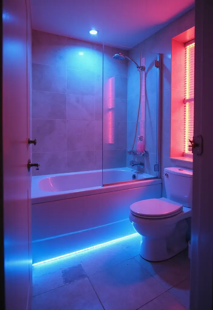 25 Bathroom Lighting Ideas That Instantly Upgrade Your Space 5 25 Bathroom Lighting Ideas That Instantly Upgrade Your Space - 5. Color-Changing LED Lights for Fun