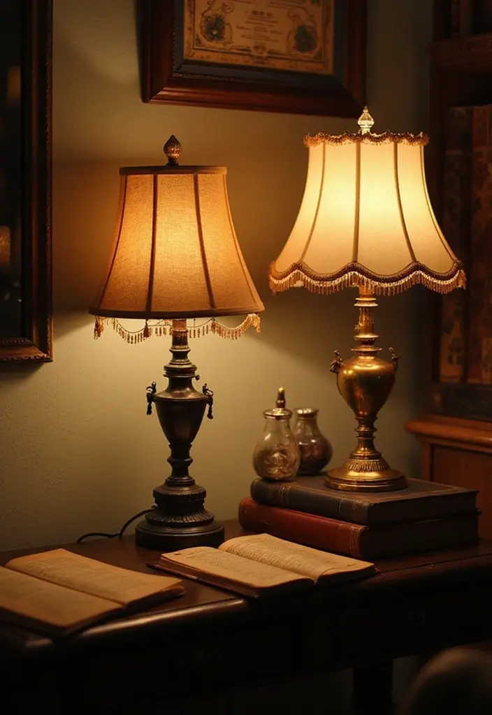 25 Corner Lighting Designs to Brighten Unused Spaces - 12. Vintage Table Lamps