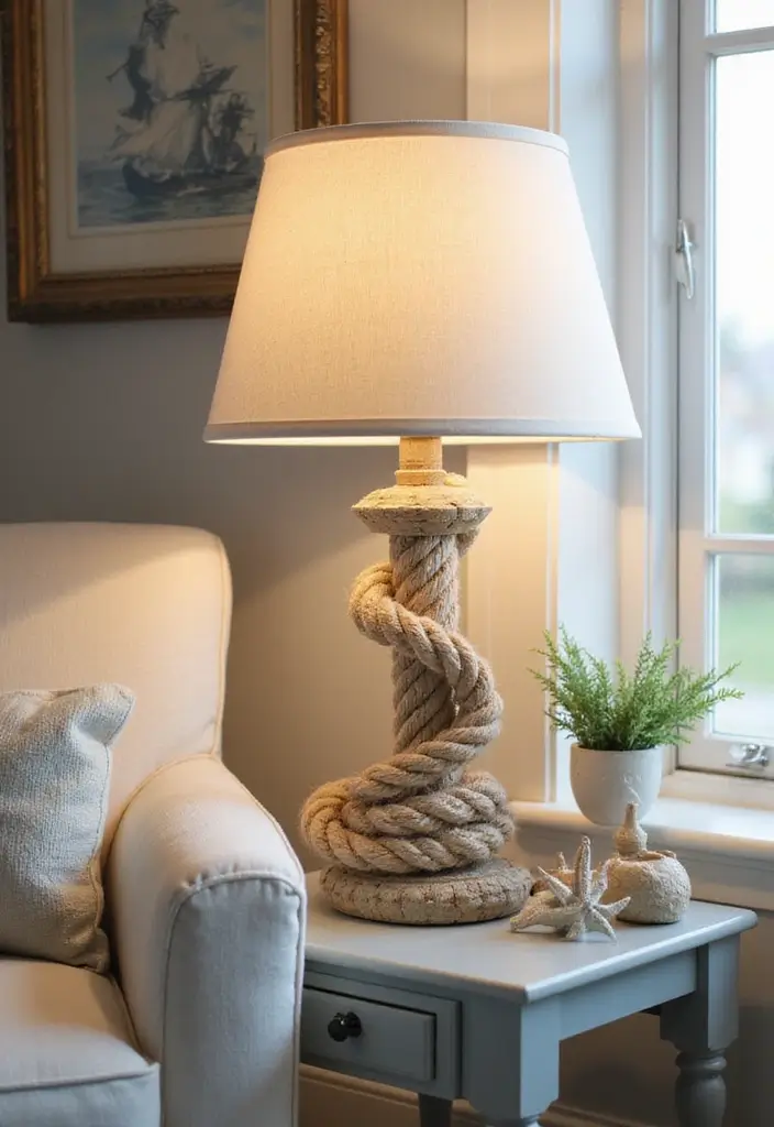 25 Corner Lighting Designs to Brighten Unused Spaces - 13. Beachy Vibes with Nautical Lamps