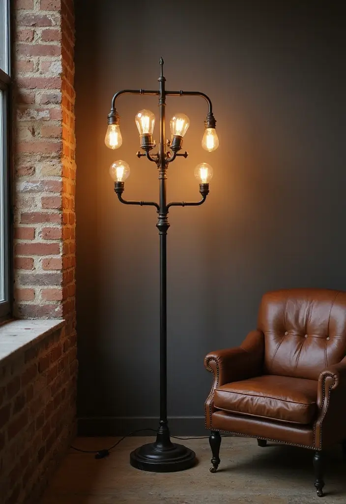 25 Corner Lighting Designs to Brighten Unused Spaces - 15. Industrial-Style Corner Lighting