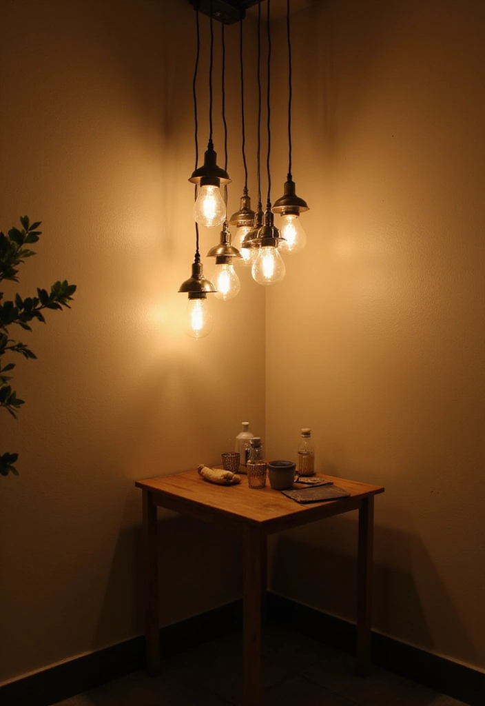 25 Corner Lighting Designs to Brighten Unused Spaces - 8. Pendant Lights for an Unexpected Touch