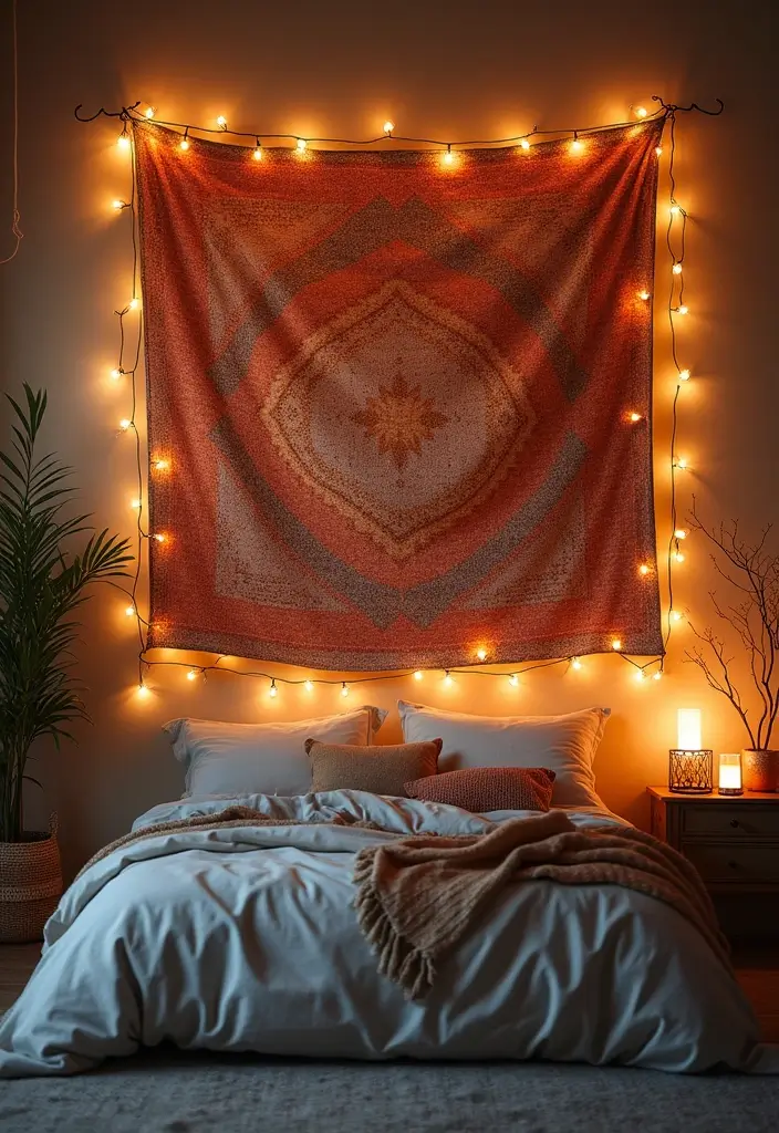 25 Cozy Bedroom Lighting Designs You’ll Fall in Love With 22 25 Cozy Bedroom Lighting Designs You’ll Fall in Love With - 22. Textile Wall Hangings with Lights