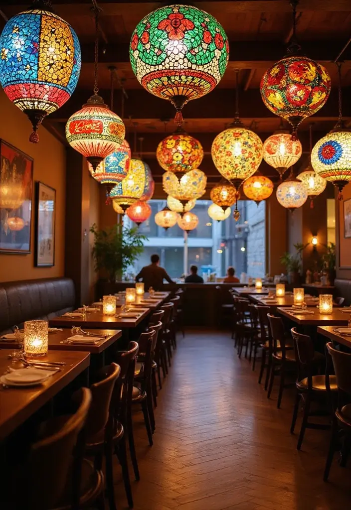 25 Dining Room Lighting Ideas for Every Design Style - 11. Colorful Mosaic Lights