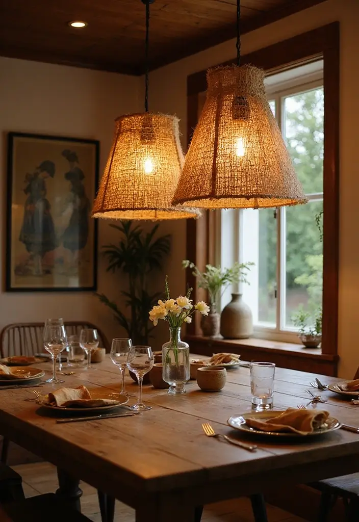25 Dining Room Lighting Ideas for Every Design Style - 12. Natural Fiber Lampshades