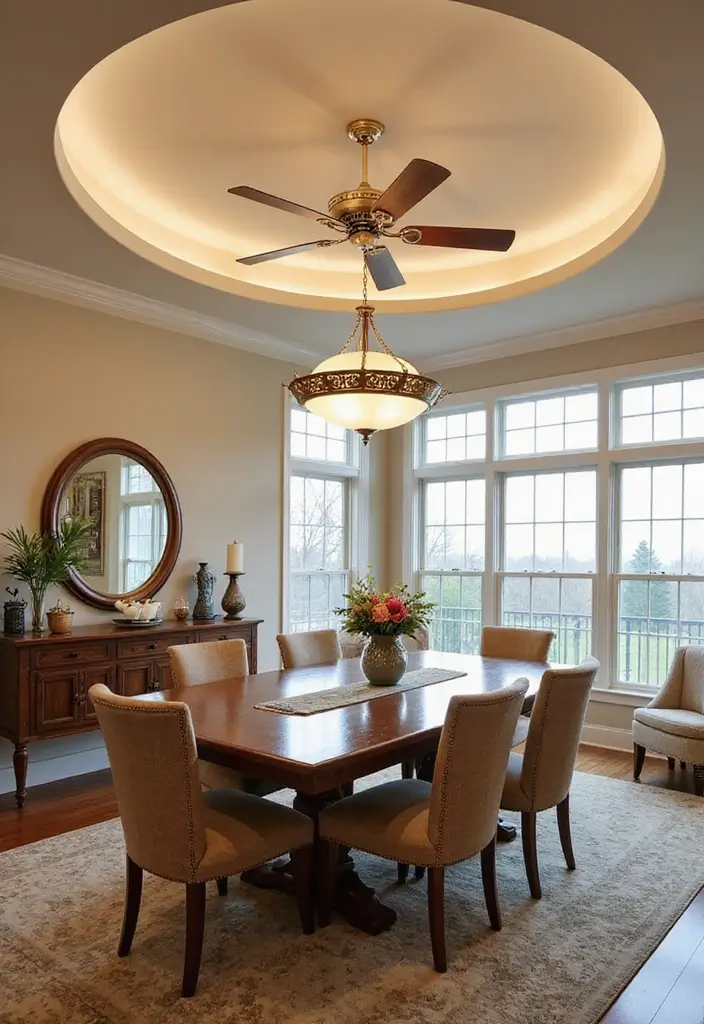25 Dining Room Lighting Ideas for Every Design Style - 20. Ceiling Fan with Integrated Lighting