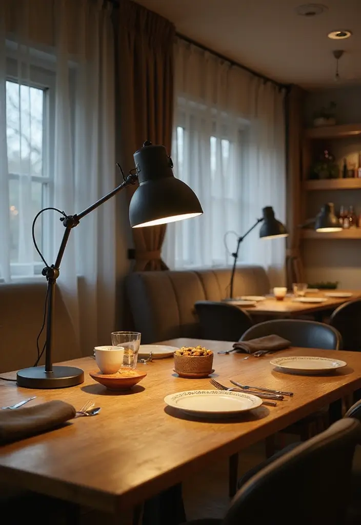 25 Dining Room Lighting Ideas for Every Design Style - 22. Multi-Functional Desk Lamps