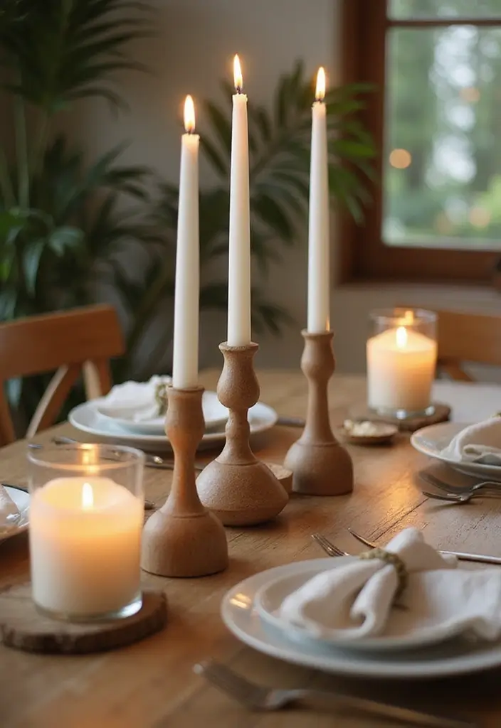25 Dining Room Lighting Ideas for Every Design Style - 23. Eco-Conscious Candle Holders