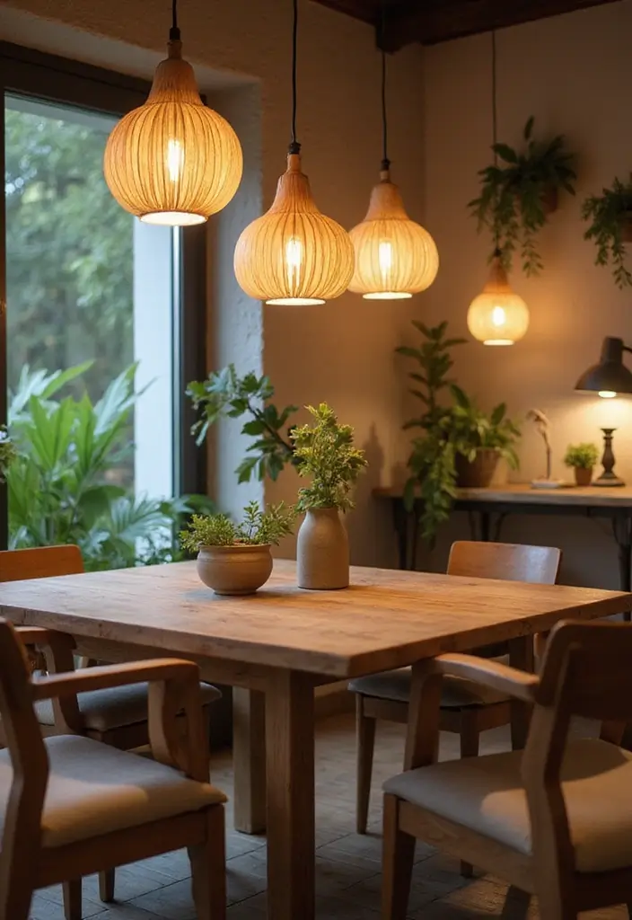 25 Dining Room Lighting Ideas for Every Design Style - 25. Biophilic Lighting Solutions