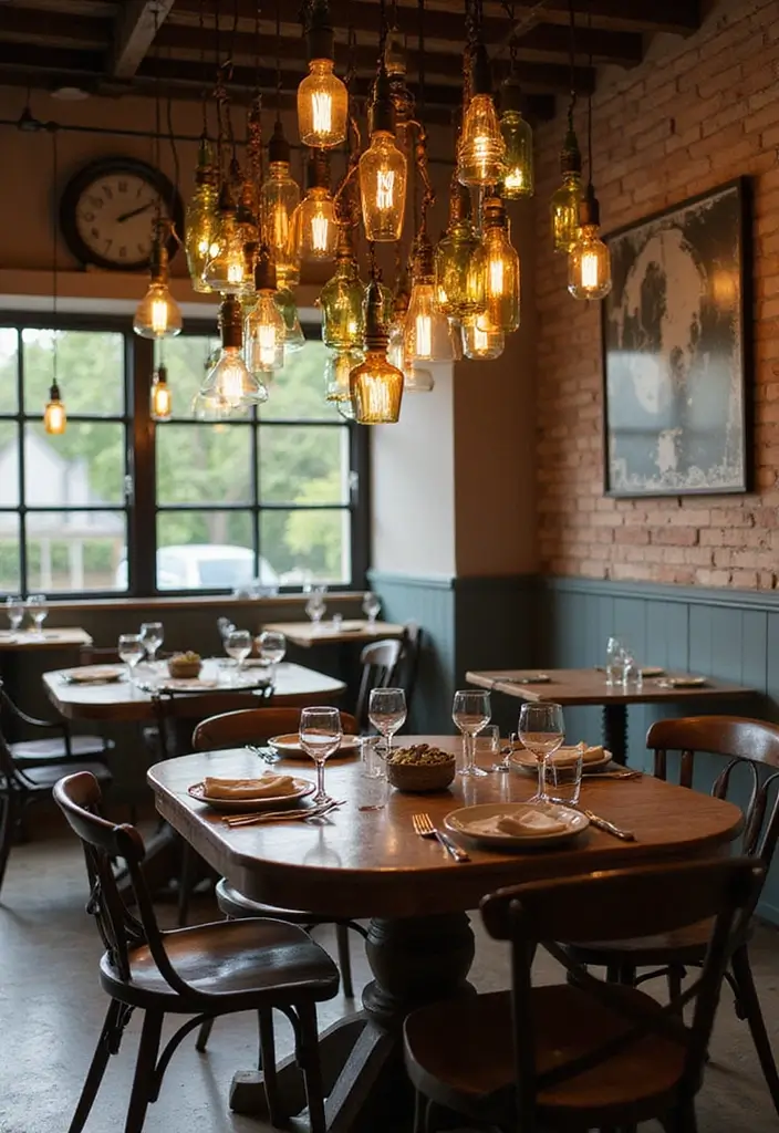 25 Dining Room Lighting Ideas for Every Design Style - 8. Artistic Upcycled Lights