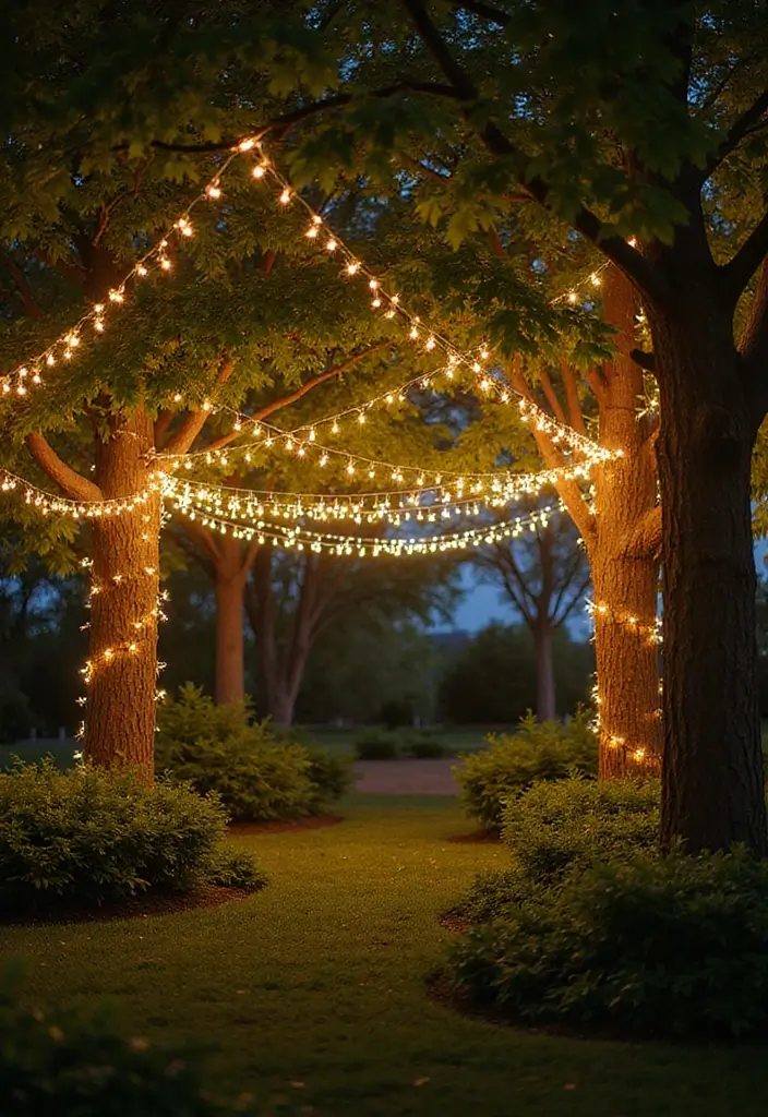 25 Diwali Outdoor Lighting Ideas for a Festive Glow 11 25 Diwali Outdoor Lighting Ideas for a Festive Glow - 11. String Lights in Trees: Magical Canopy