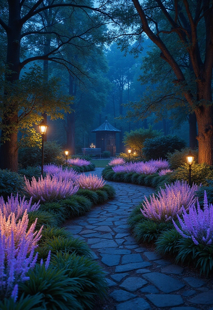 25 Diwali Outdoor Lighting Ideas for a Festive Glow 16 25 Diwali Outdoor Lighting Ideas for a Festive Glow - 16. Bioluminescent Garden Decor: Glow from Nature