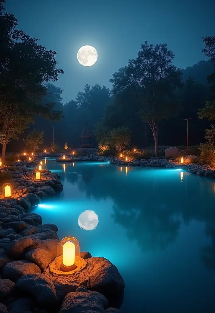 25 Diwali Outdoor Lighting Ideas for a Festive Glow 18 25 Diwali Outdoor Lighting Ideas for a Festive Glow - 18. Moonlit Reflection: Water Features