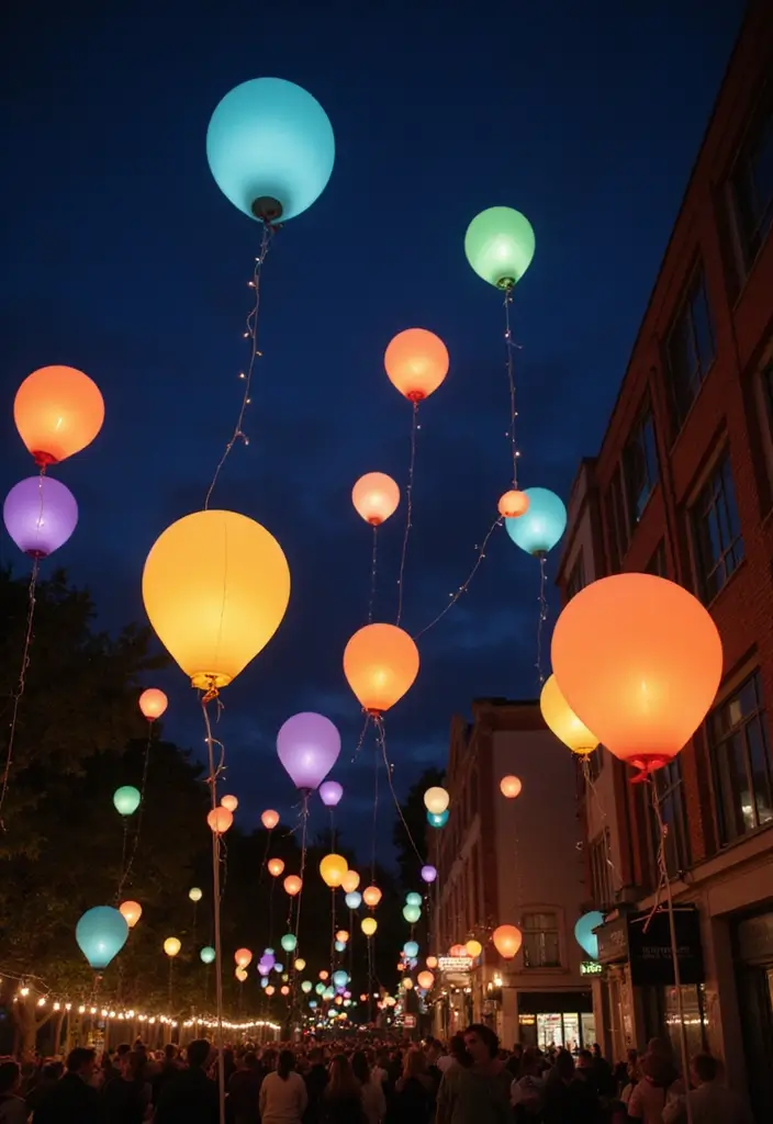 25 Diwali Outdoor Lighting Ideas for a Festive Glow 24 25 Diwali Outdoor Lighting Ideas for a Festive Glow - 24. LED Balloons: Floating Enlightenment