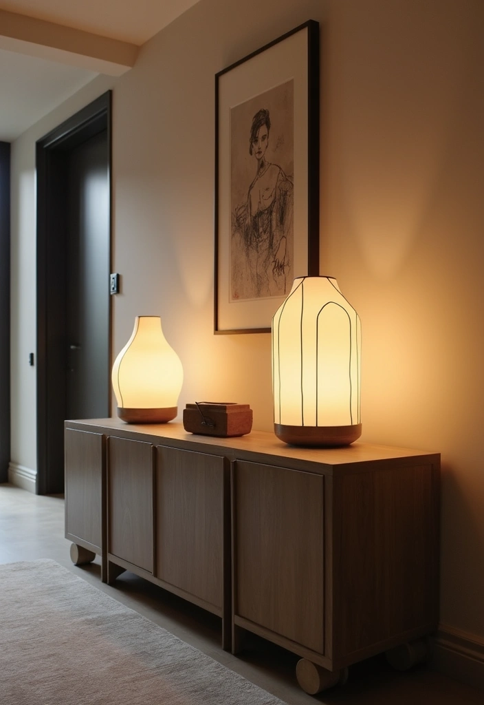25 Landing Lighting Designs That Keep Spaces Bright 11 25 Landing Lighting Designs That Keep Spaces Bright - 11. Unique Table Lamps