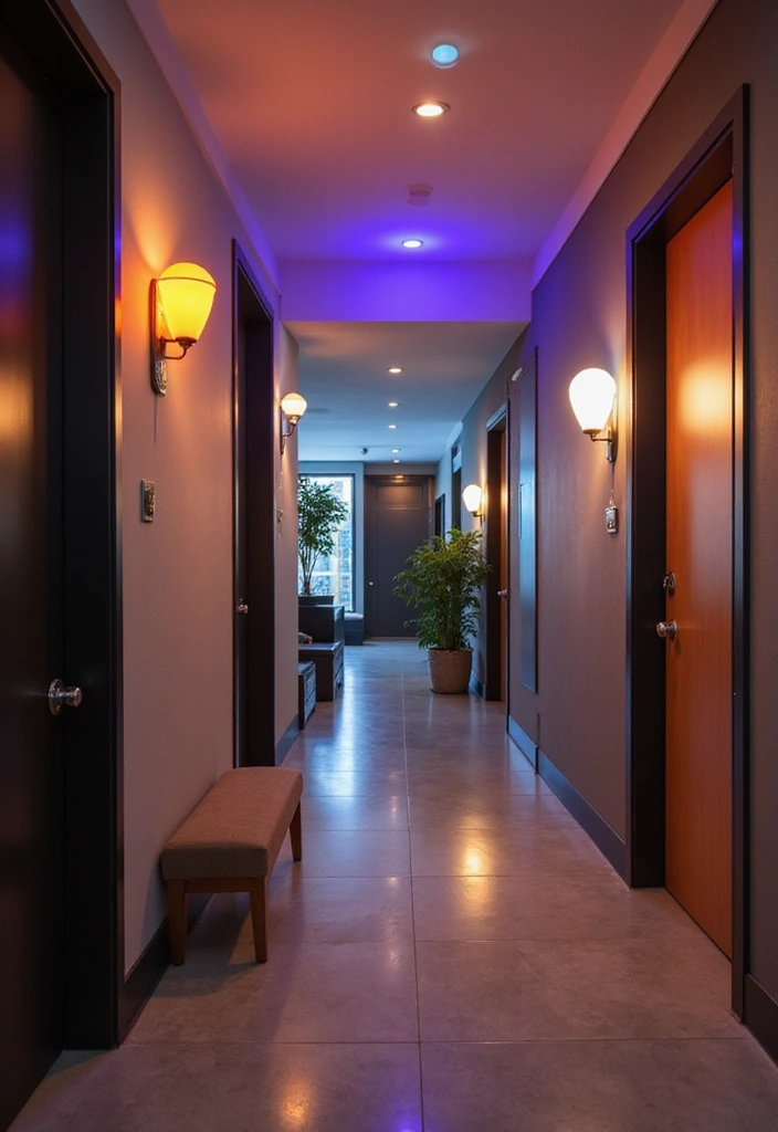 25 Landing Lighting Designs That Keep Spaces Bright 13 25 Landing Lighting Designs That Keep Spaces Bright - 13. Smart Bulbs for Customization