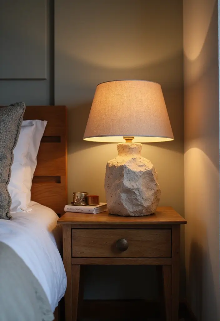 25 Lighting Bedroom Ideas That Make Your Space Cozy and Stylish 13 25 Lighting Bedroom Ideas That Make Your Space Cozy and Stylish - 13. Natural Stone Lamps