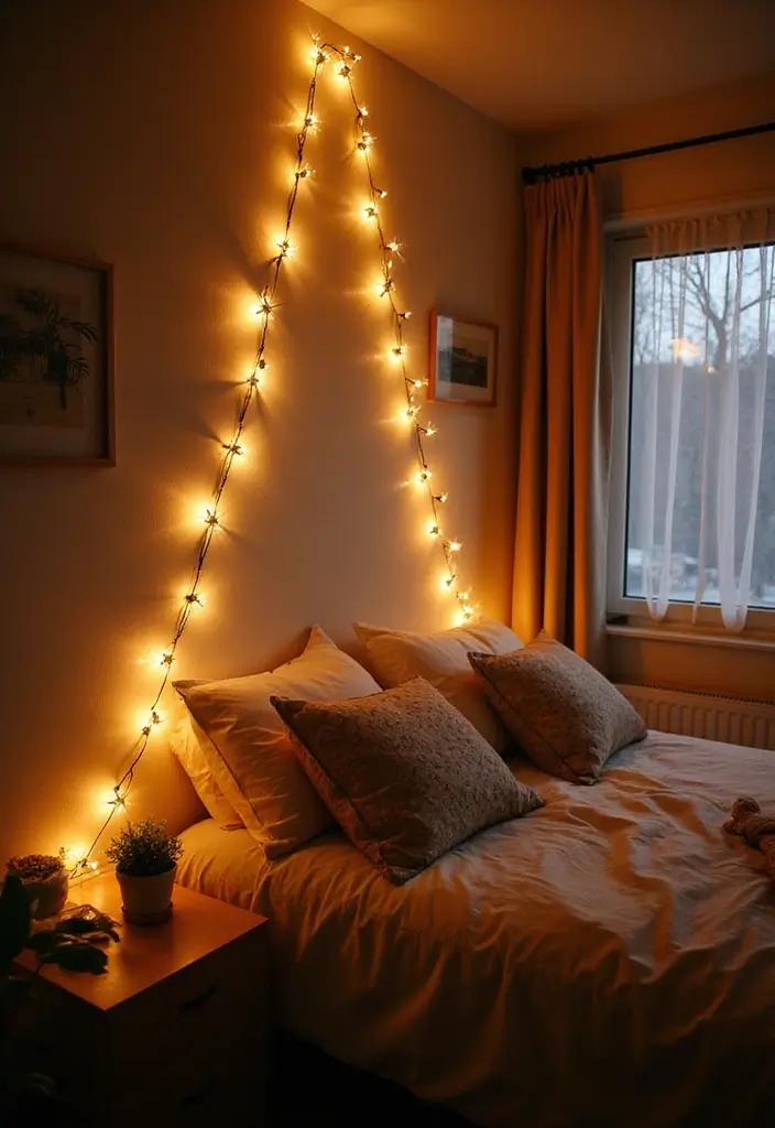 25 Lighting Bedroom Ideas That Make Your Space Cozy and Stylish 2 25 Lighting Bedroom Ideas That Make Your Space Cozy and Stylish - 2. Solar-Powered Fairy Lights