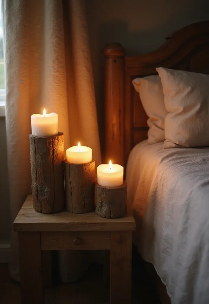 25 Lighting Bedroom Ideas That Make Your Space Cozy and Stylish 21 25 Lighting Bedroom Ideas That Make Your Space Cozy and Stylish - 21. Rustic Candle Holders