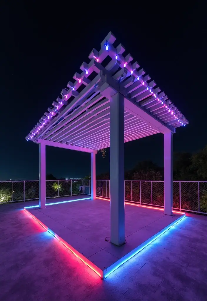 25 Pergola Lighting Ideas for Magical Evenings Outdoors 10 25 Pergola Lighting Ideas for Magical Evenings Outdoors - 10. LED Strip Lights