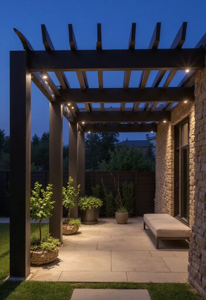 25 Pergola Lighting Ideas for Magical Evenings Outdoors 16 25 Pergola Lighting Ideas for Magical Evenings Outdoors - 16. Integrated Pergola Lighting