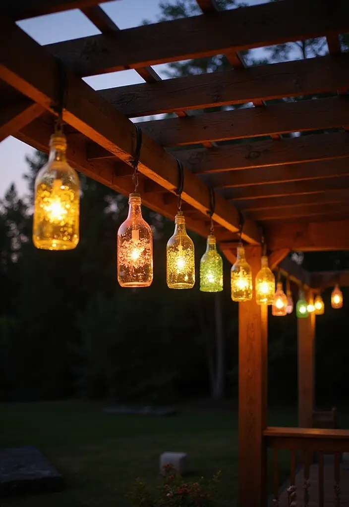 25 Pergola Lighting Ideas for Magical Evenings Outdoors 7 25 Pergola Lighting Ideas for Magical Evenings Outdoors - 7. DIY Bottle Lights