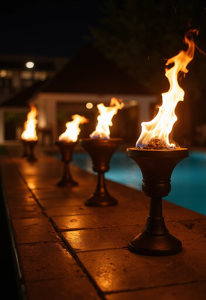 25 Pool Lighting Ideas That Turn Nights Into Magic 12 25 Pool Lighting Ideas That Turn Nights Into Magic - 12. Poolside Torches