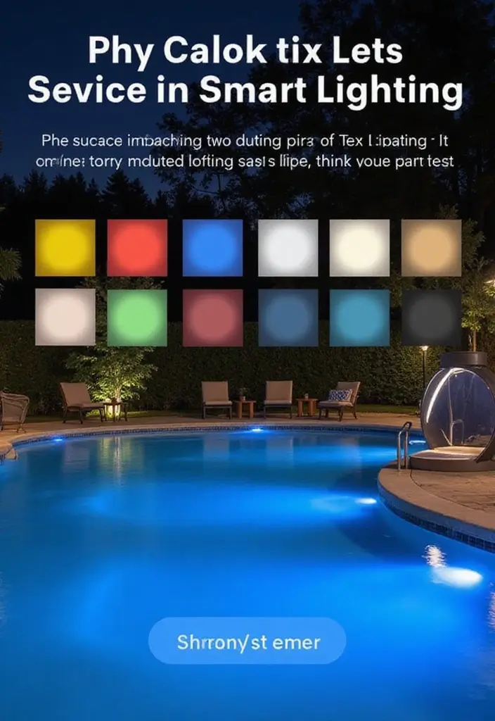 25 Pool Lighting Ideas That Turn Nights Into Magic 21 25 Pool Lighting Ideas That Turn Nights Into Magic - 21. Mood Lighting with Smart Technology