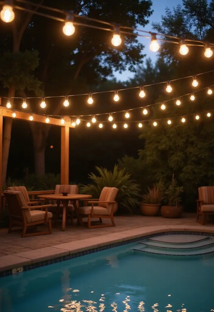 25 Pool Lighting Ideas That Turn Nights Into Magic 22 25 Pool Lighting Ideas That Turn Nights Into Magic - 22. Vintage Style Lighting