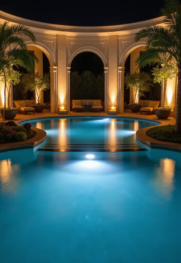 25 Pool Lighting Ideas That Turn Nights Into Magic 23 25 Pool Lighting Ideas That Turn Nights Into Magic - 23. Poolside Lighting with Mirrors