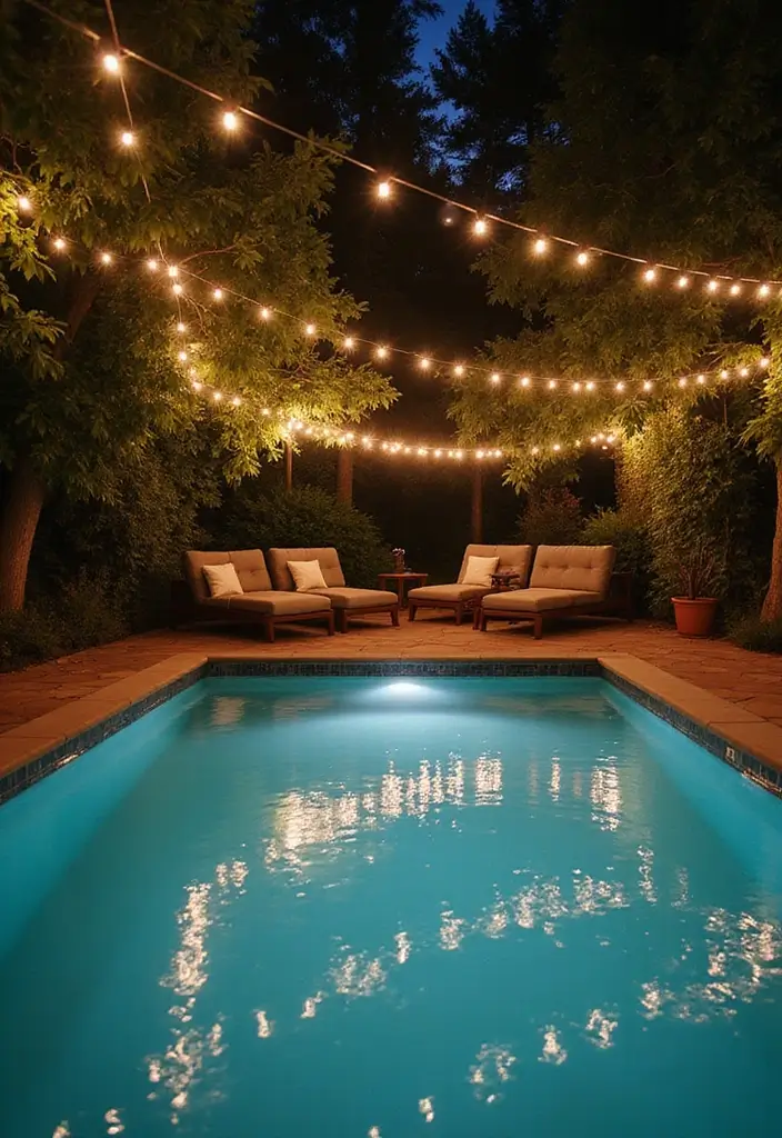 25 Pool Lighting Ideas That Turn Nights Into Magic 5 25 Pool Lighting Ideas That Turn Nights Into Magic - 5. String Lights Overhead