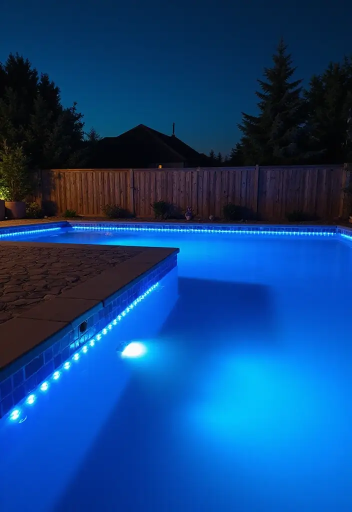 25 Pool Lighting Ideas That Turn Nights Into Magic 6 25 Pool Lighting Ideas That Turn Nights Into Magic - 6. LED Strip Lights
