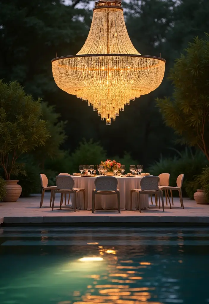 25 Pool Lighting Ideas That Turn Nights Into Magic 9 25 Pool Lighting Ideas That Turn Nights Into Magic - 9. Chandeliers and Pendant Lights