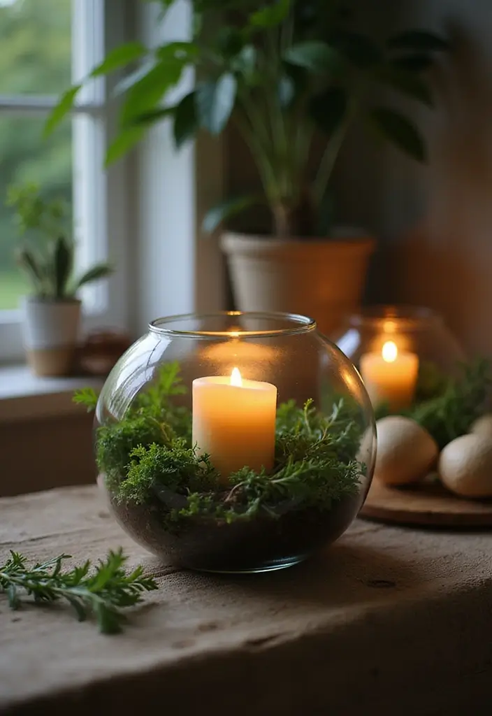 25 Room Lighting Ideas That Change Atmosphere Instantly 18 25 Room Lighting Ideas That Change Atmosphere Instantly - 18. Candle-Lit Terrarium