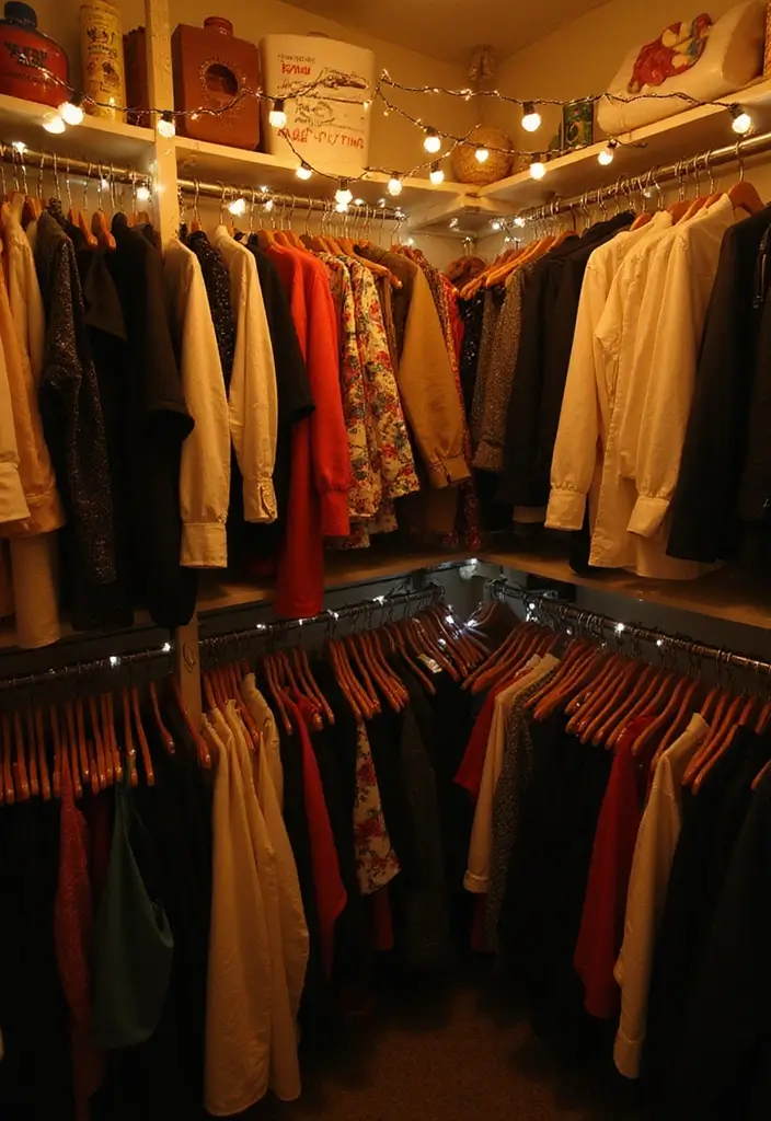 26 Closet Lighting Ideas That Make Organizing Easier 12 26 Closet Lighting Ideas That Make Organizing Easier - 12. String Lights for a Whimsical Touch
