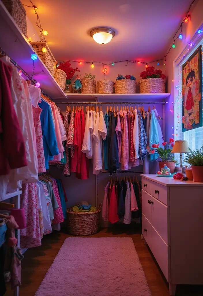 26 Closet Lighting Ideas That Make Organizing Easier 21 26 Closet Lighting Ideas That Make Organizing Easier - 21. Playful Colorful Lights for Kids’ Closets