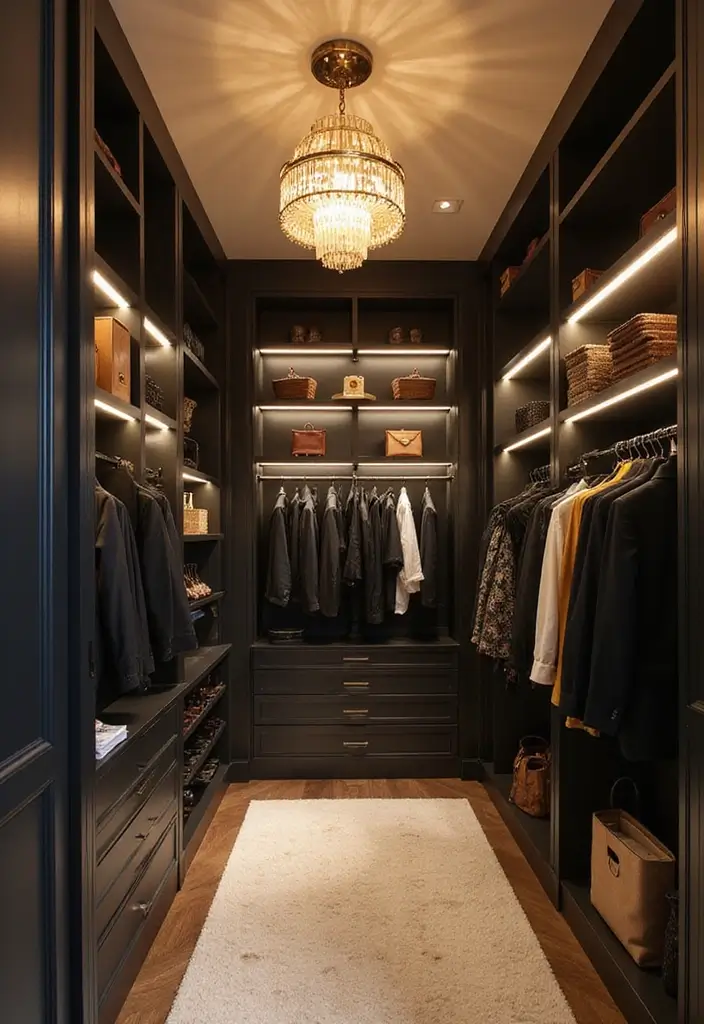 26 Closet Lighting Ideas That Make Organizing Easier 22 26 Closet Lighting Ideas That Make Organizing Easier - 22. Artful Light Fixtures for Statement Pieces