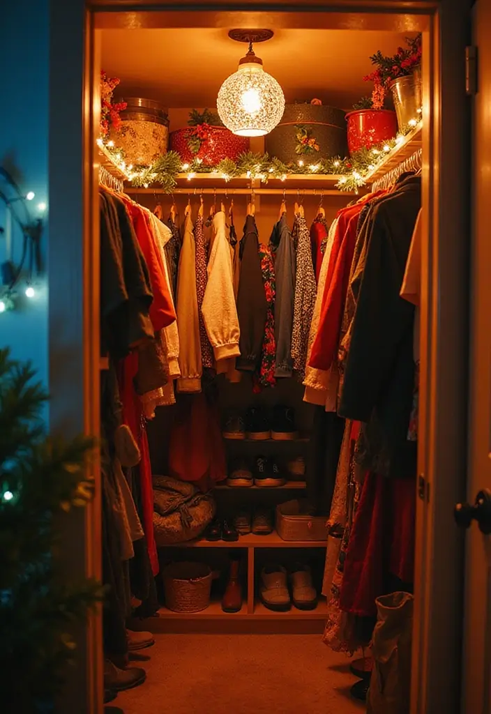 26 Closet Lighting Ideas That Make Organizing Easier 25 26 Closet Lighting Ideas That Make Organizing Easier - 25. Seasonal Lighting for Festive Flair
