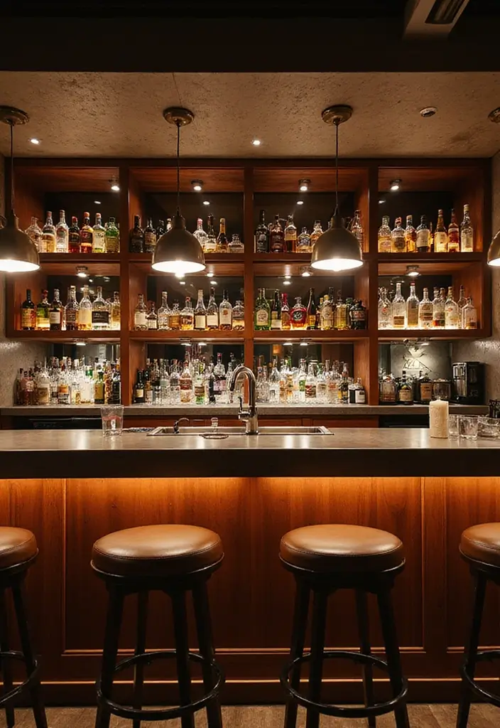 26 Kitchen Bar Lighting Tips for a Chic Entertaining Space 18 26 Kitchen Bar Lighting Tips for a Chic Entertaining Space - 19. Highlight Bar Stools with Lighting