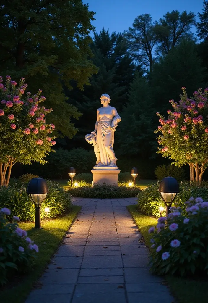 26 Outdoor Solar Lighting Ideas That Save Energy and Shine 12 26 Outdoor Solar Lighting Ideas That Save Energy and Shine - 12. Solar Spotlighting for Garden Features