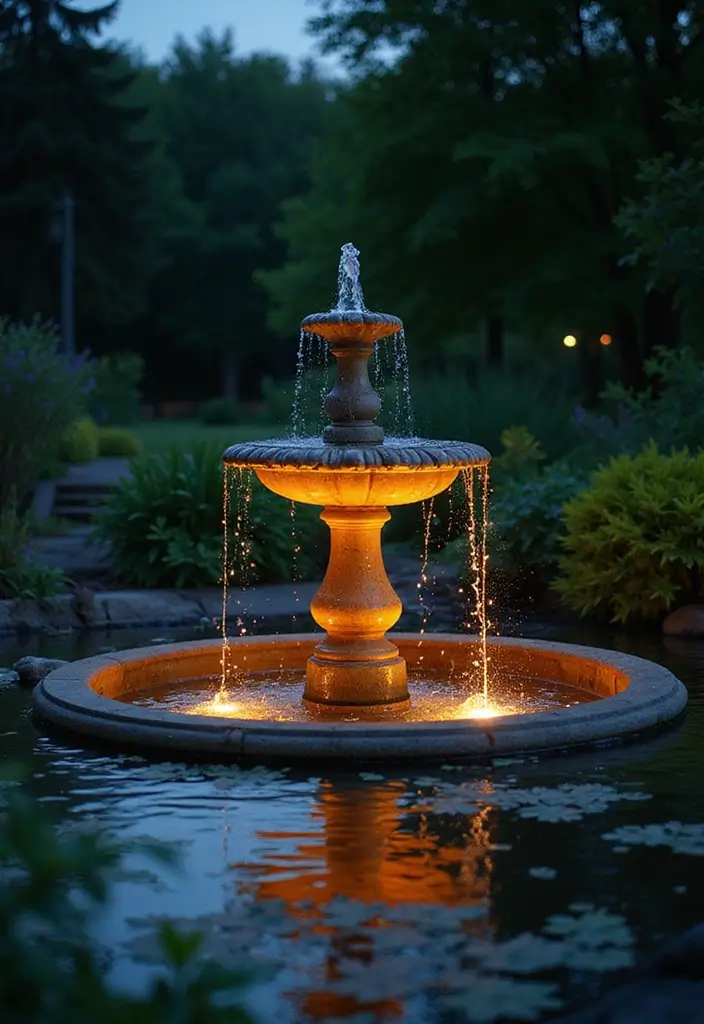 26 Outdoor Solar Lighting Ideas That Save Energy and Shine 23 26 Outdoor Solar Lighting Ideas That Save Energy and Shine - 23. Solar Lighted Fountains for Sound and Glow