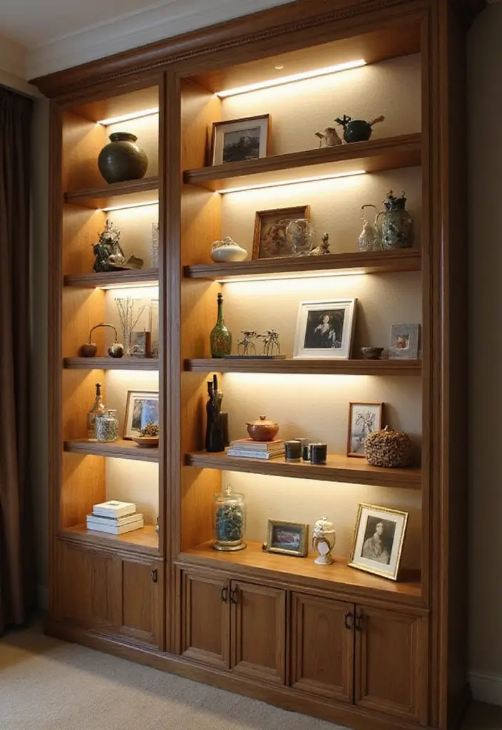 26 Shelf Lighting Ideas That Highlight Every Detail 21 26 Shelf Lighting Ideas That Highlight Every Detail - 21. LED Cove Lighting