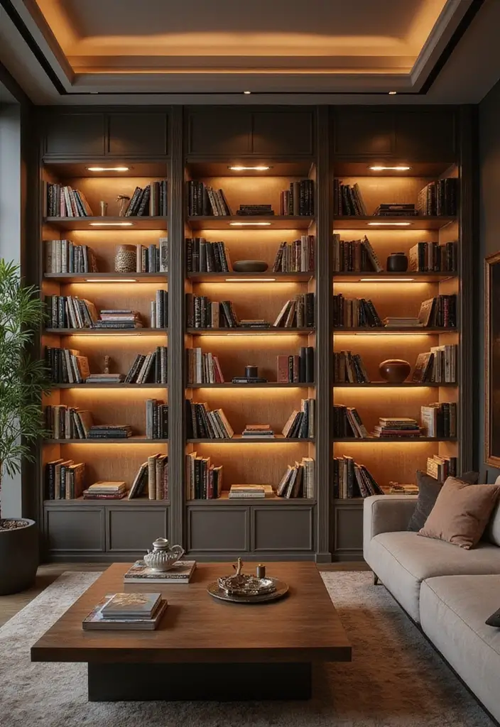 26 Shelf Lighting Ideas That Highlight Every Detail 22 26 Shelf Lighting Ideas That Highlight Every Detail - 22. Stylish Ambient Ceiling Lights