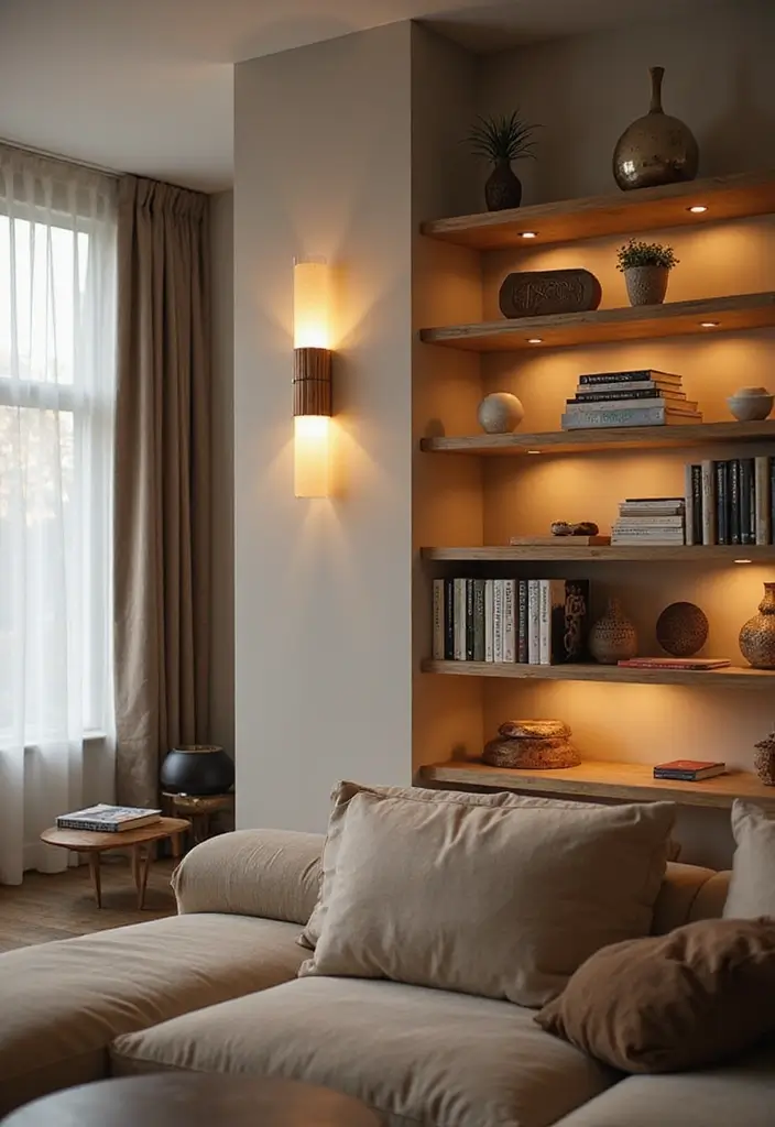 26 Shelf Lighting Ideas That Highlight Every Detail 3 26 Shelf Lighting Ideas That Highlight Every Detail - 3. Bamboo LED Wall Sconces
