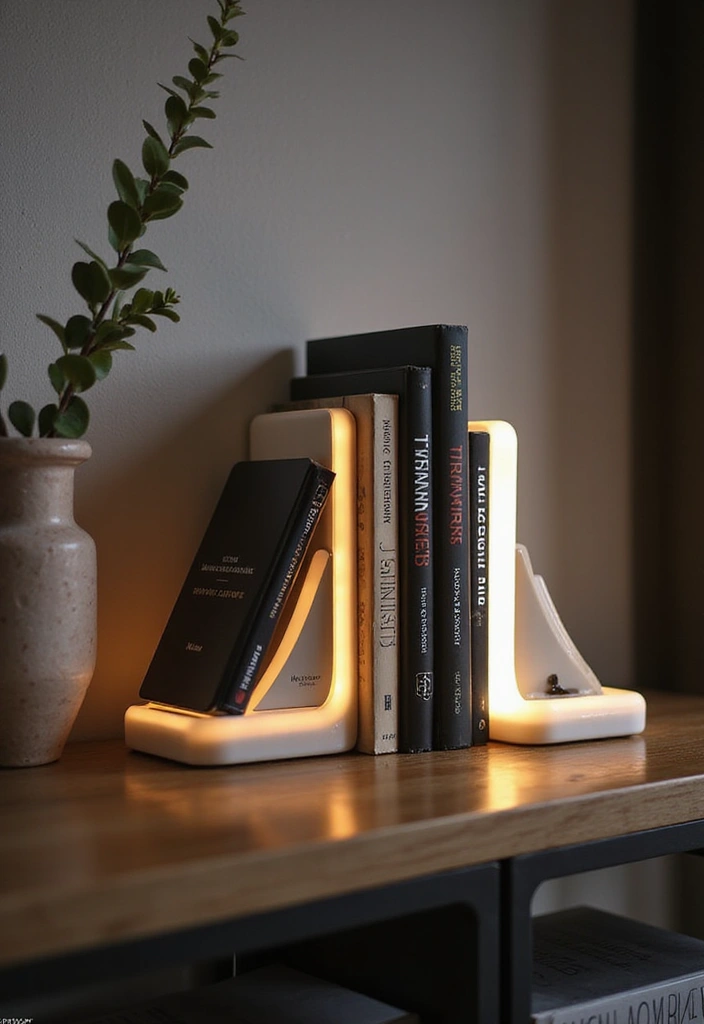26 Shelf Lighting Ideas That Highlight Every Detail 8 26 Shelf Lighting Ideas That Highlight Every Detail - 8. LED Bookends
