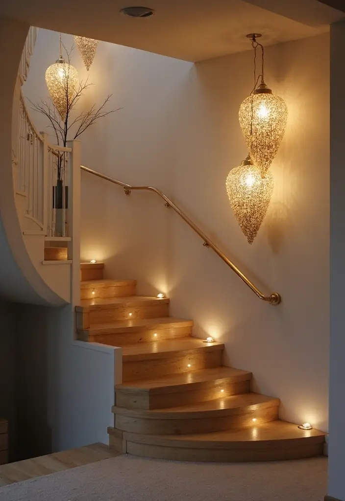 26 Staircase Lighting Designs That Transform Your Hallway Look 10 26 Staircase Lighting Designs That Transform Your Hallway Look - 10. Artistic Light Fixtures
