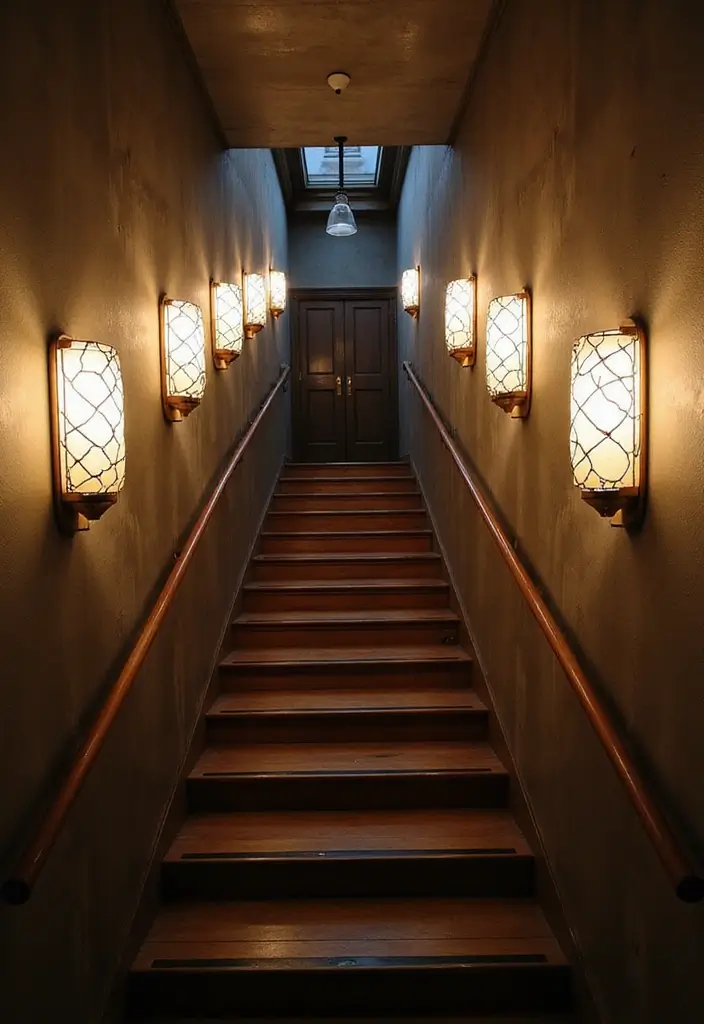 26 Staircase Lighting Designs That Transform Your Hallway Look 21 26 Staircase Lighting Designs That Transform Your Hallway Look - 21. Modern Geometric Shapes