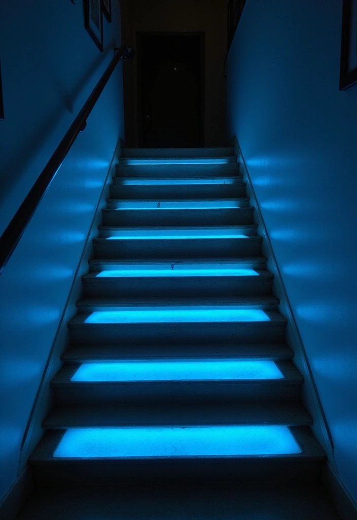 26 Staircase Lighting Designs That Transform Your Hallway Look 22 26 Staircase Lighting Designs That Transform Your Hallway Look - 22. Glow-in-the-Dark Stair Treads