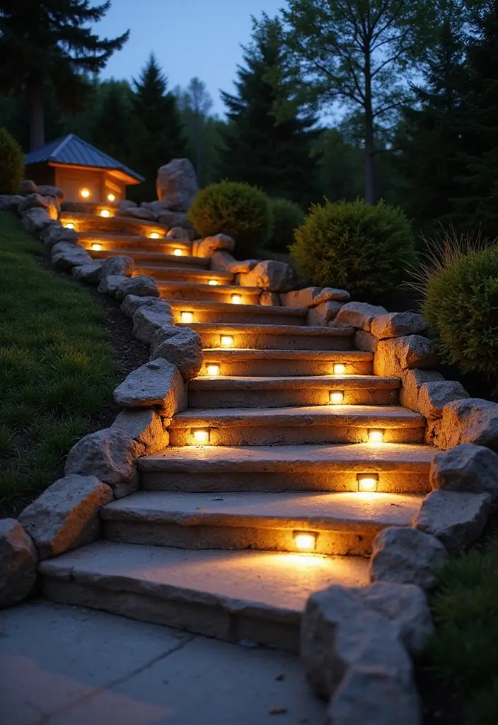 26 Steps Lighting Designs That Combine Safety and Style - 21. Artistic Step Lights