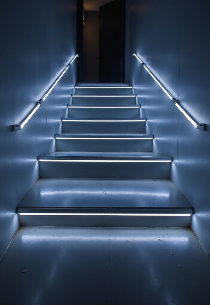 26 Steps Lighting Designs That Combine Safety and Style - 22. LED Strip Lights